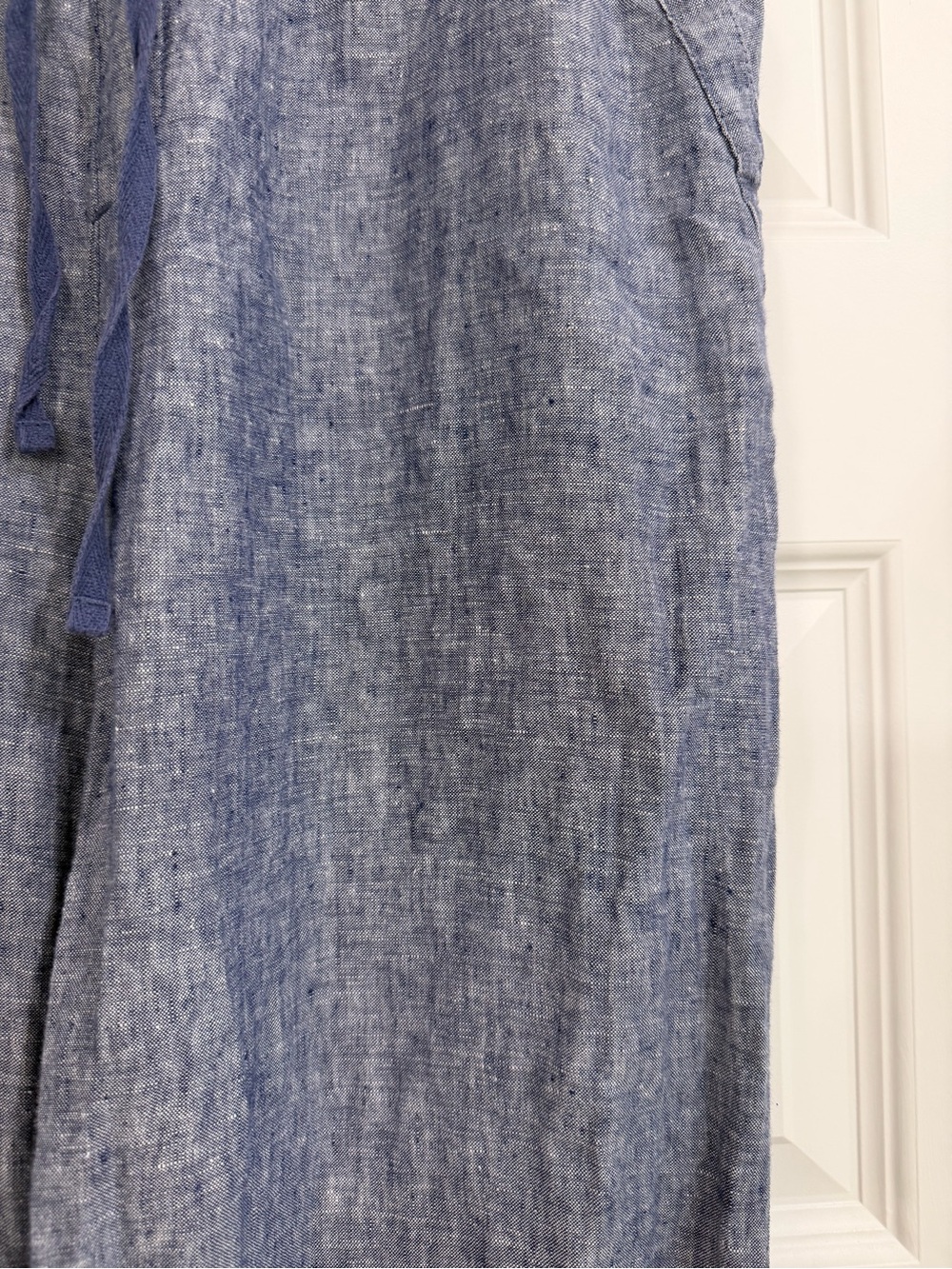 Light Blue 100% Linen Drawstring Pants - Picture 3 of 7